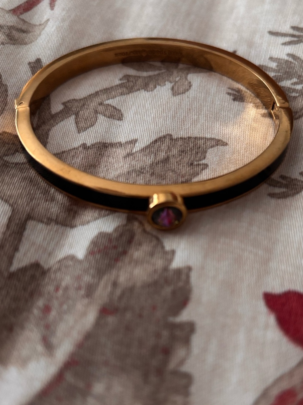 kate spade Gold-Tone Bangle with Black Enamel and Stone
